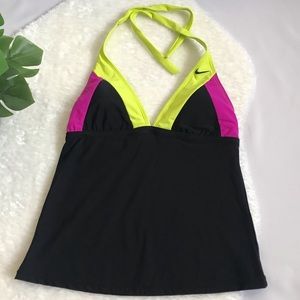 Nike tankini black pink yellow swim top size 6